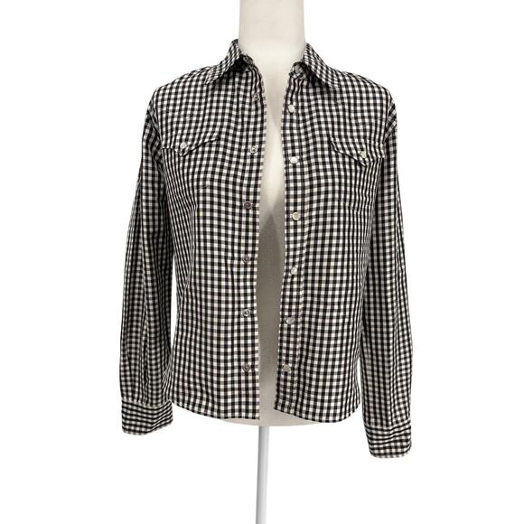 Ralph Lauren Collection Runway 2000 Silk Pearl Snap Button Up Shirt Top Gingham - Picture 3 of 16